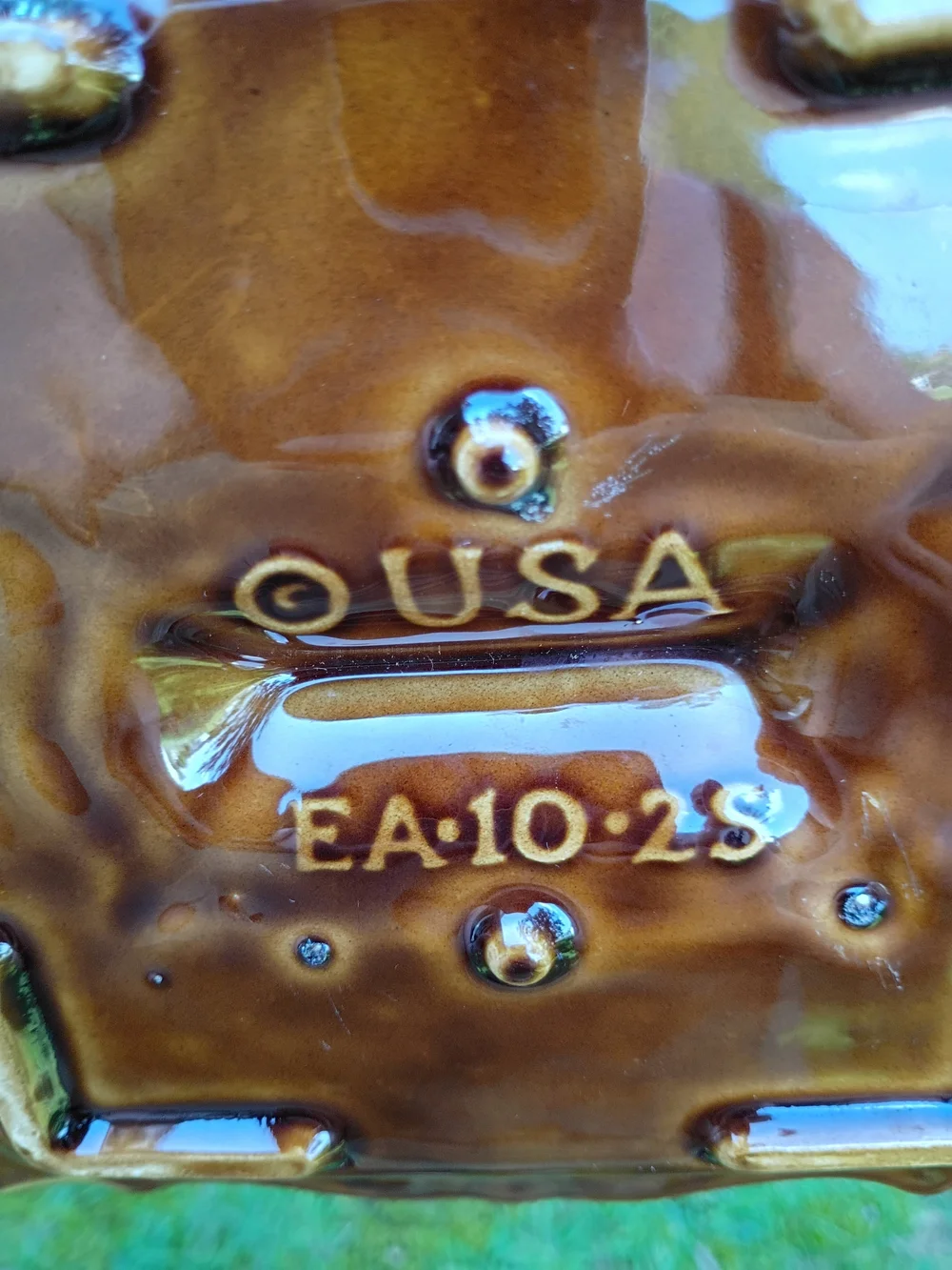 Vintage 60's Glazed Ceramic Square Brown/orange Ashtray USA EA-10-2S